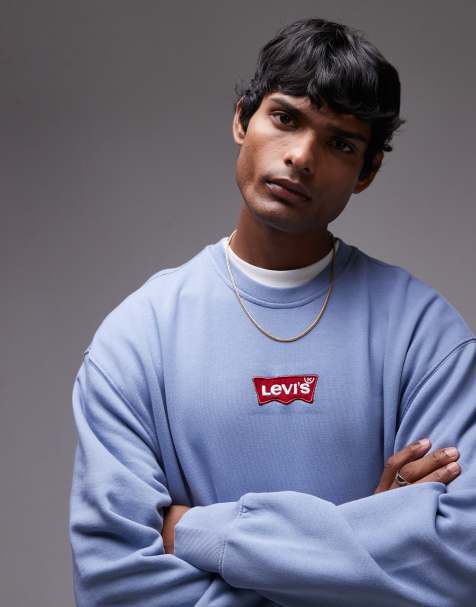 Levi's – Locker geschnittenes Sweatshirt in Hellblau mit mittigem Fledermaus-Logo - view 1