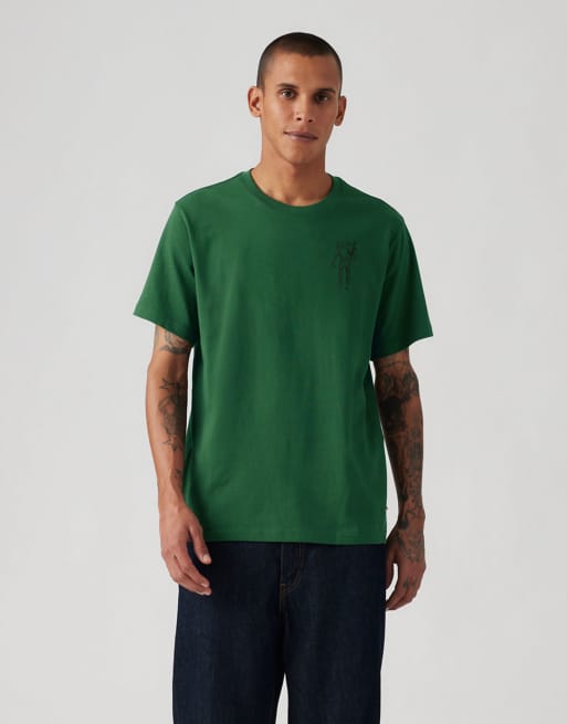 Levi's – Locker geschnittenes T-Shirt in Dunkelgrün mit Grafikprint, 3 von 4