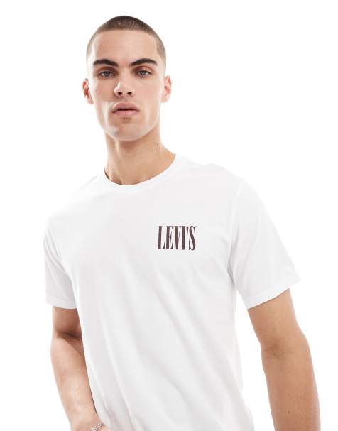 Levi's – Locker geschnittenes T-Shirt in Weiß mit Serifen-Logo - view 1