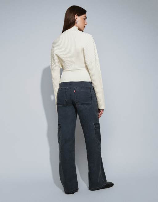 Levi's – Locker sitzende Cargohose in verwaschenem Schwarz mit sehr niedrigem Bund, 3 von 7