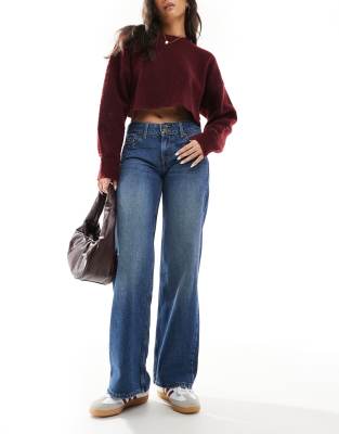 Levi's - Locker und gerade geschnittene Jeans in Dunkelblau mit sehr niedrigem Bund-Marineblau