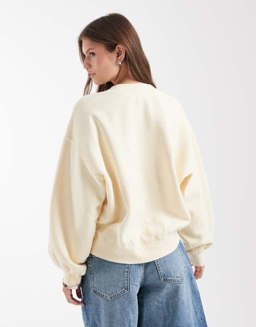 Levi's – Lockeres Vintage-Sweatshirt mit V-Ausschnitt in Hellgelb, 4 von 4