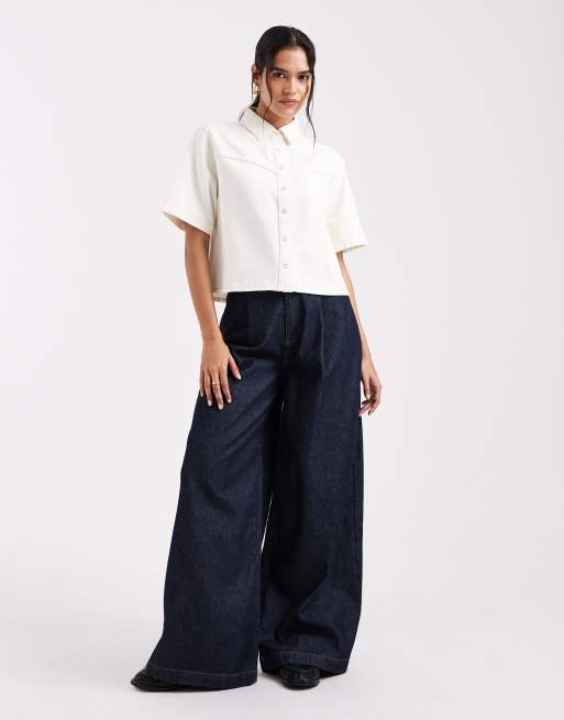 Levi's - Logan - boxy denimskjorte i ecru, 3 af 4