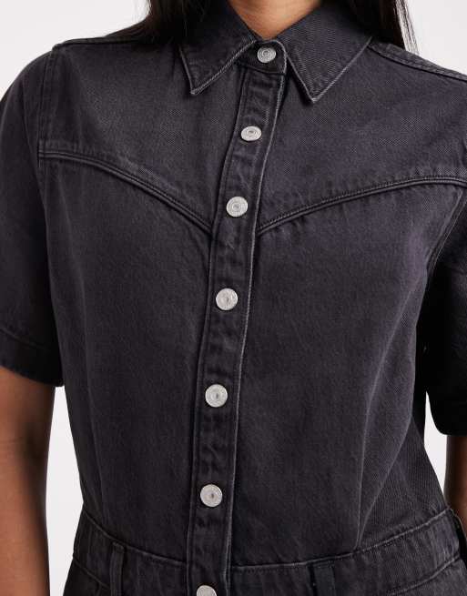 Levi's - Logan - Denim western mini-jurk in zwart, 4 van 4
