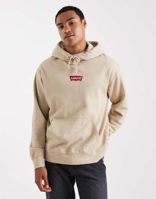 Levi's logo back print relaxed fit hoodie in off white, 3 of 5