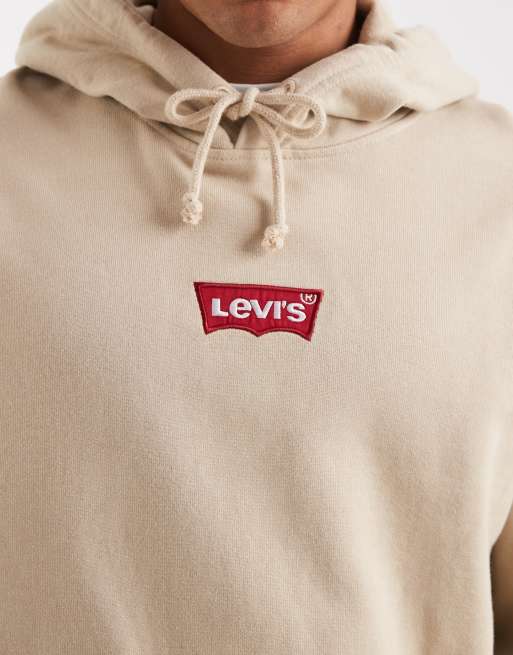 Levi's logo back print relaxed fit hoodie in off white, 4 of 5