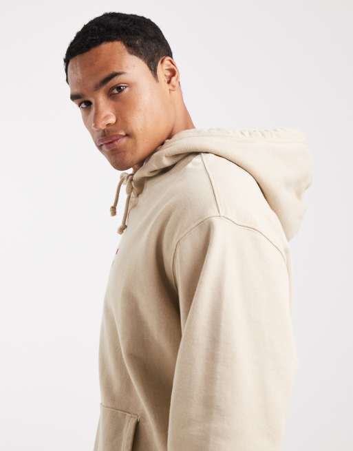 Levi's logo back print relaxed fit hoodie in off white ASOS