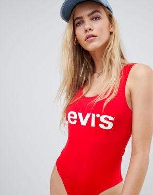 Levi's Logo Bodysuit in Red | ASOS