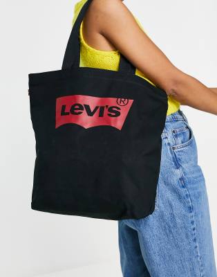 Levi's logo canvas tote bag in black