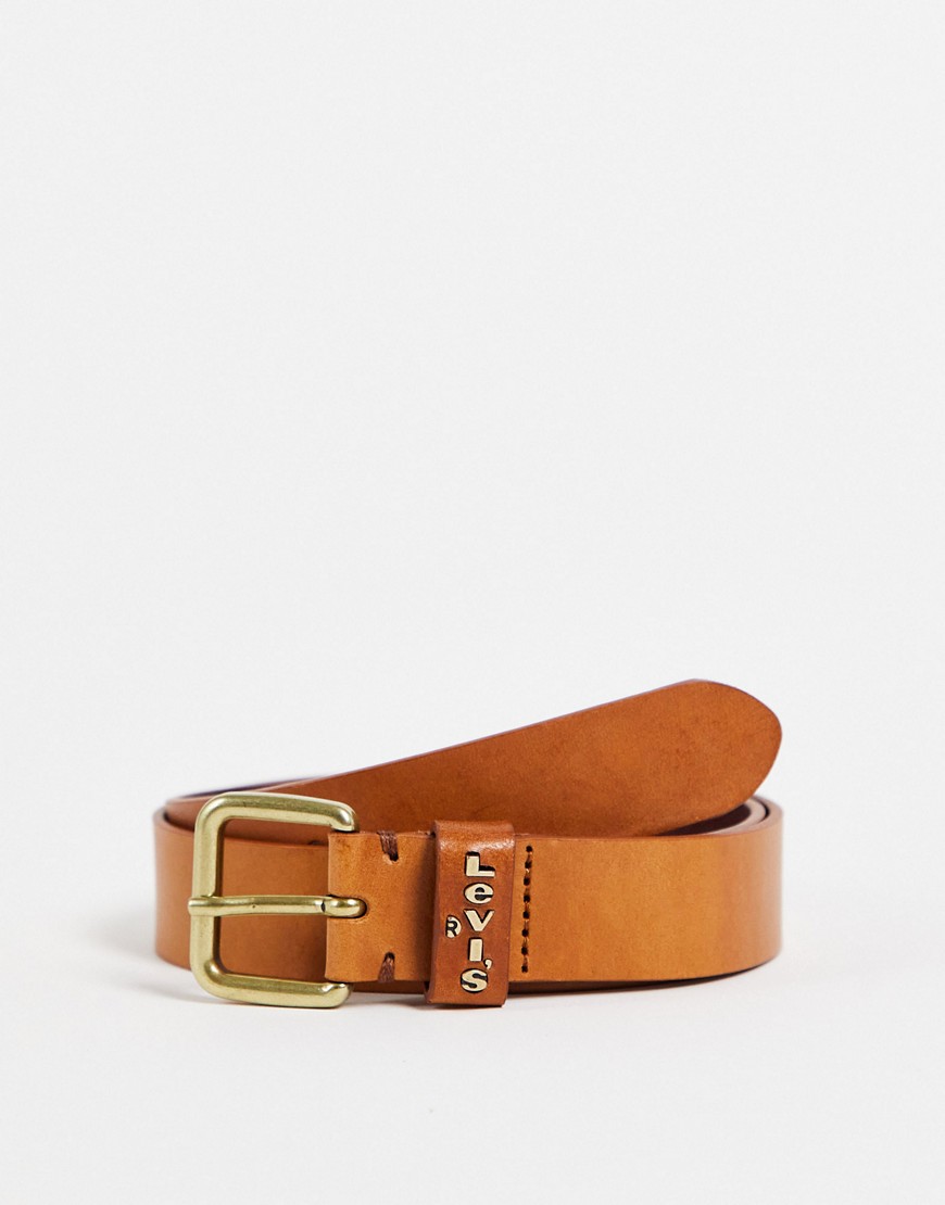 Levi's Logo Leather Belt In Brown