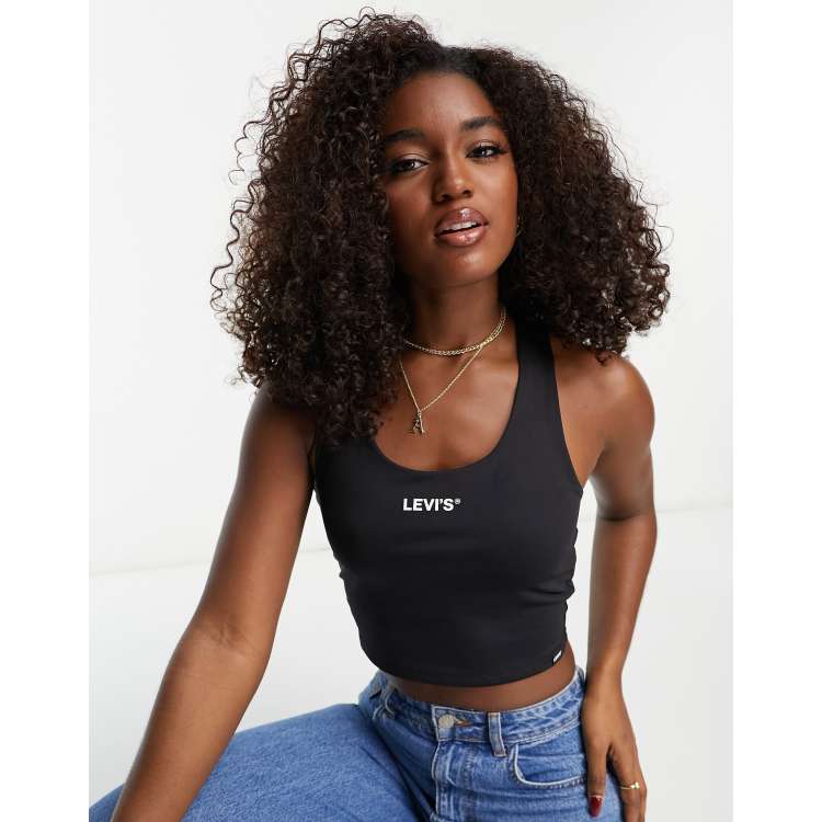 Levi's logo racer tank top in black | ASOS