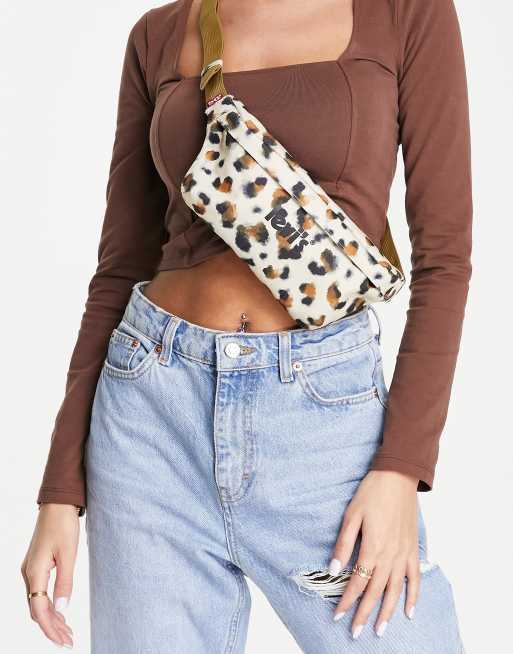 Levi s logo sling bag in leopard print