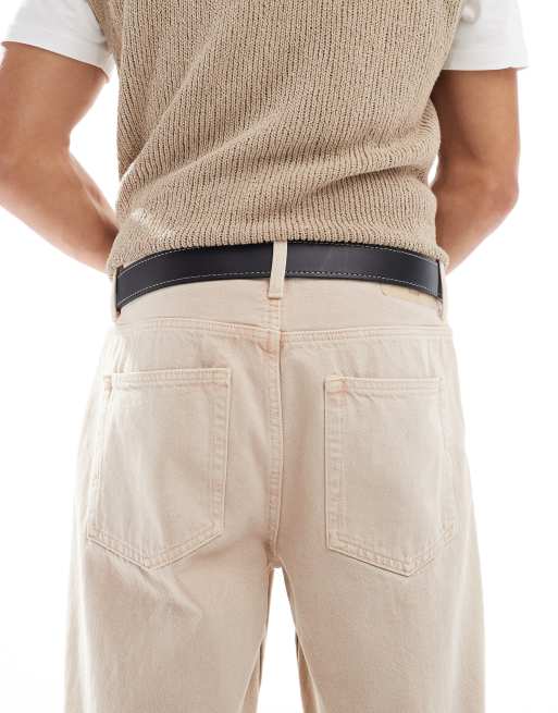 Levi's – Loire – Czarny skórzany pasek ze srebrną klamrą z logo, 3 z 4