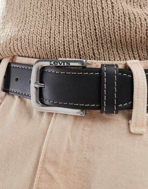 Levi's – Loire – Svart läderskärp med silverfärgat spänne, 4 av 4