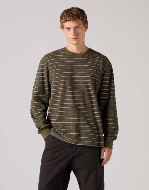 Levi's Long sleeve authentic striped graphic tee in artie jacquard coffee - view 1