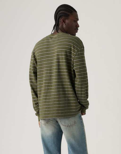 Levi's Long-sleeve authentic striped tee in green, 2 of 4