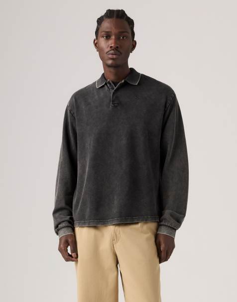 Levi's Long-sleeve finn boxy polo in black
