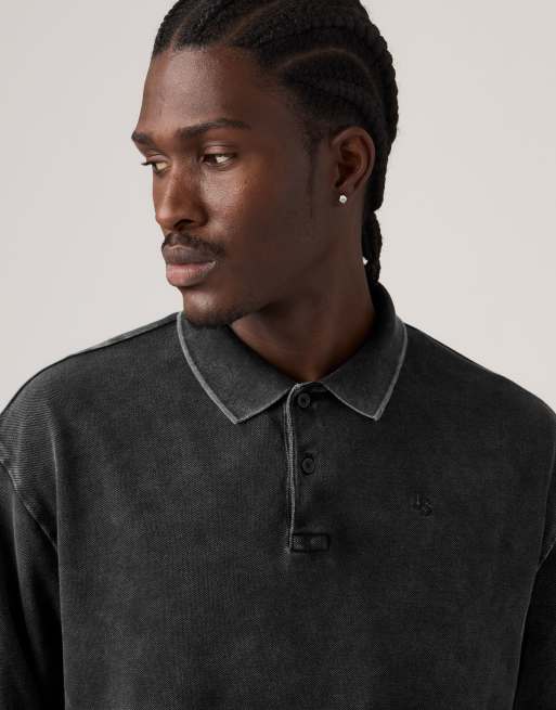 Levi's Long-sleeve finn boxy polo in black, 3 of 4