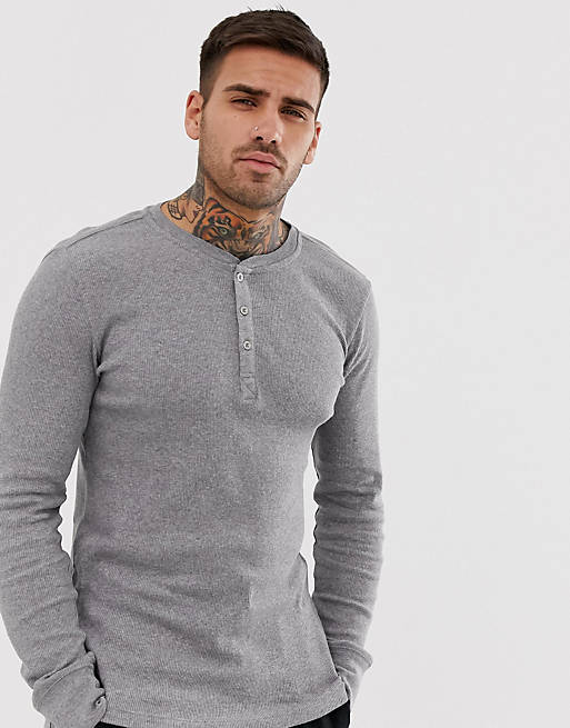 Levi's long sleeve henley t-shirt in grey | ASOS