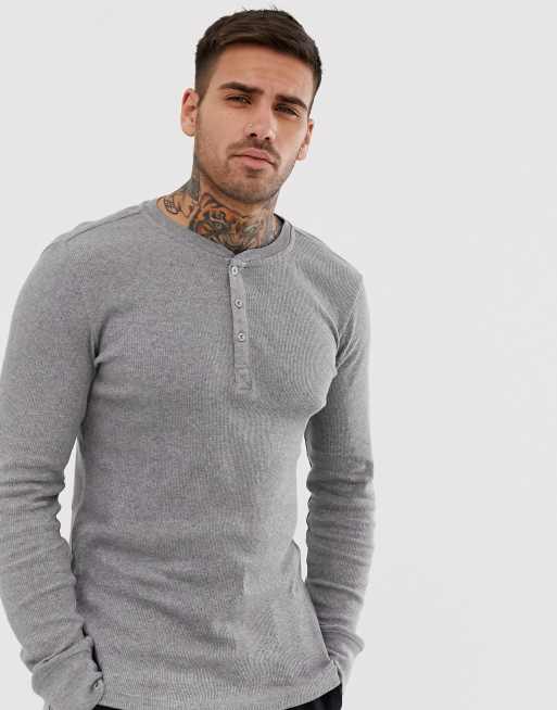 Levi's long sleeve henley t-shirt in grey | ASOS