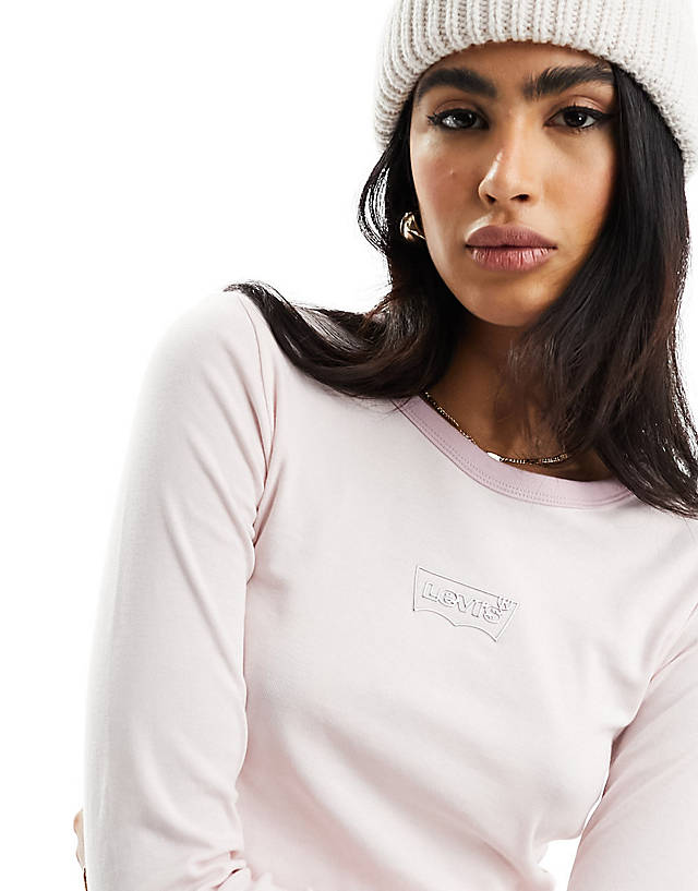 Levi's - long sleeve ringer t-shirt with small logo in pink