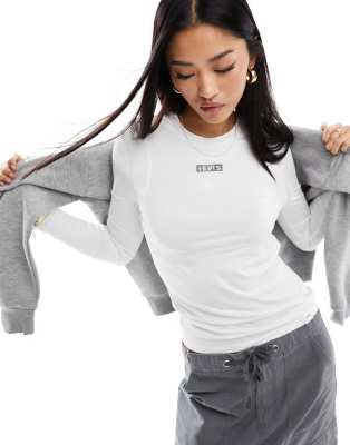 Levi's long sleeve secondskin t-shirt with small boxtab in white | ASOS