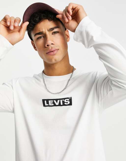 Levis white long sleeve t best sale shirt