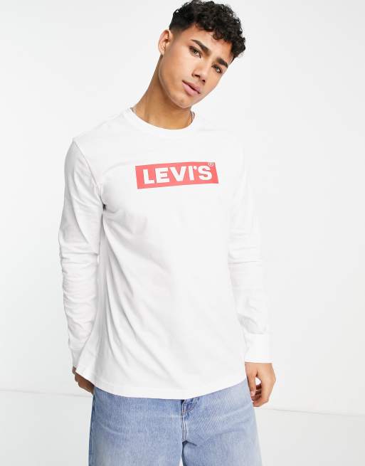 Levis white long on sale sleeve t shirt