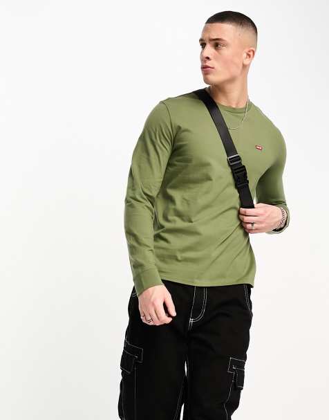 Levi's long sleeve t-shirt with small batwing logo in green - view 1