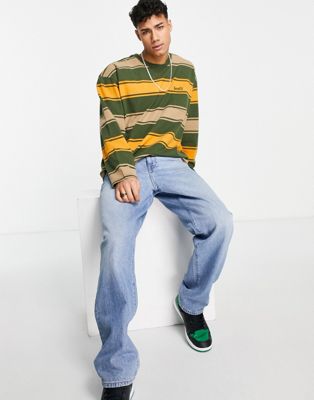 Levi's long sleeve t-shirt with small logo in green/yellow stripe | ASOS