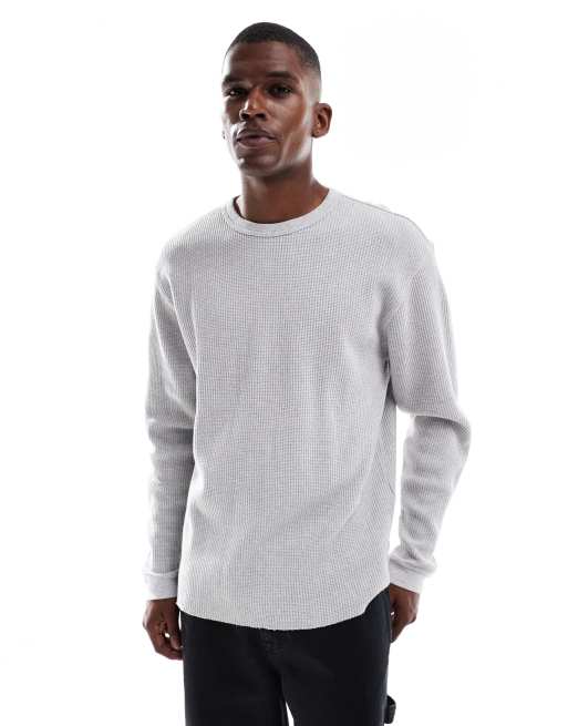 Levi's long sleeve waffle knit thermal t-shirt in light heather gray