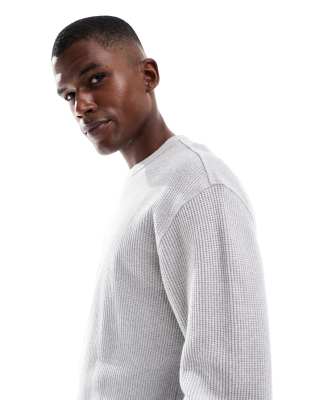 Levi's Long Sleeve Waffle Knit Thermal T-shirt In Gray