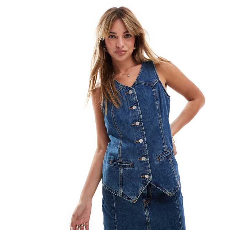 Levi's – Longline-Jeansweste in Verzauberungsblau, Kombiteil ASOS