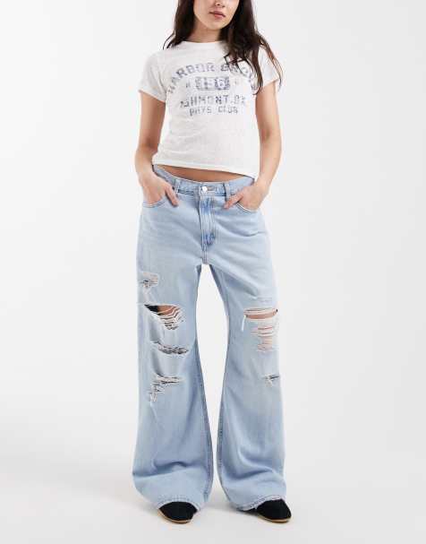 Levi's loose bootcut jeans with rips in light blue - view 1