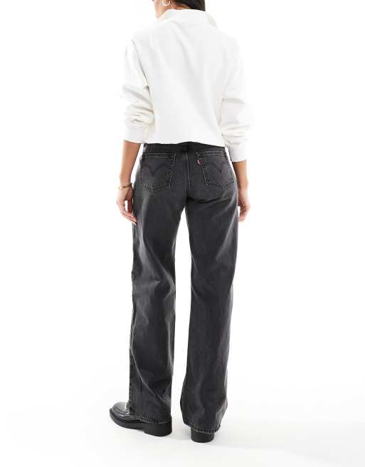 Levi's loose low waisted jeans in washed black
