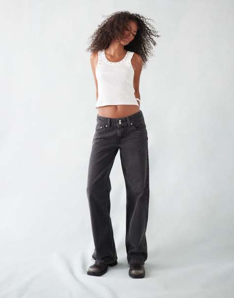 Levi's - Losvallende jeans met super lage taille in zwart met wassing - view 1
