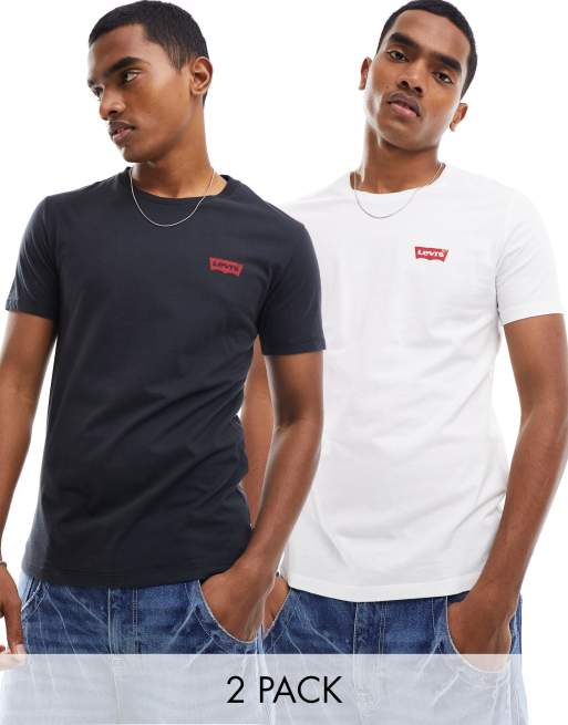 Levi's - Lot de 2 t-shirts à étiquette logo - Noir/blanc