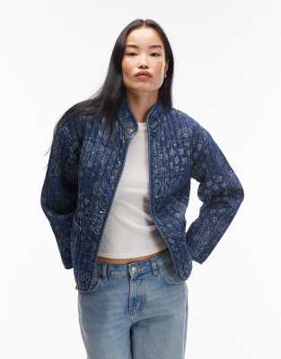 Levi's - Lottie - Leichte Steppjacke in Blau mit Blumenmuster