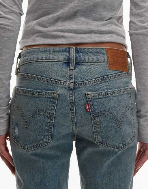 Levi's low waist slim bootcut jeans van denim met scheuren bij de knieën in lichtblauw, 4 van 5