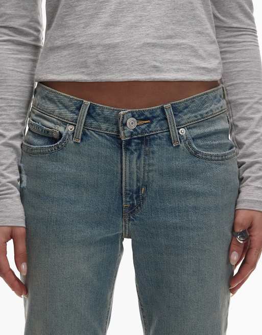 Levi's low waist slim bootcut jeans van denim met scheuren bij de knieën in lichtblauw, 5 van 5