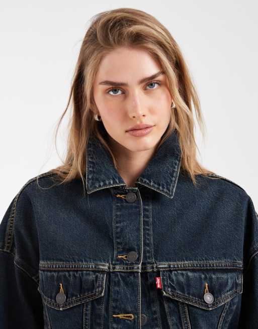 Levi's løs cropped denim trucker i blå, 2 af 4