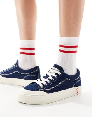 Levi's Levi's LS2 denim trainers with red tab logo in blue