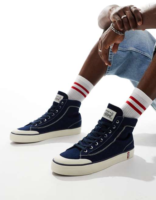 Levi's LS2 high top denim sneakers with red tab logo in blue