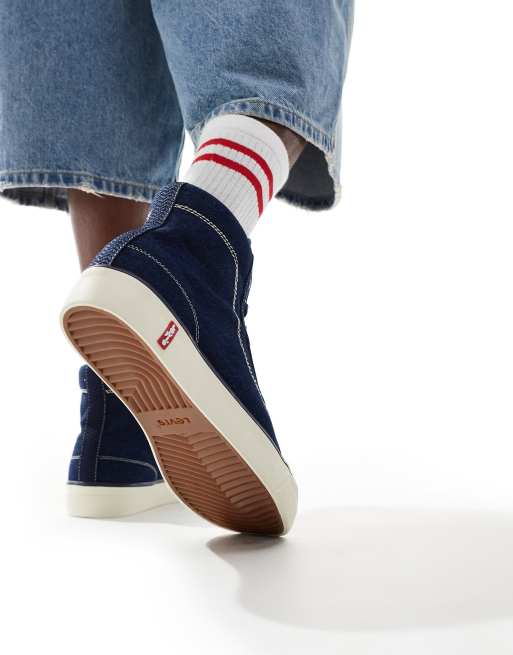 Levi's LS2 high top denim trainers with red tab logo in blue ASOS