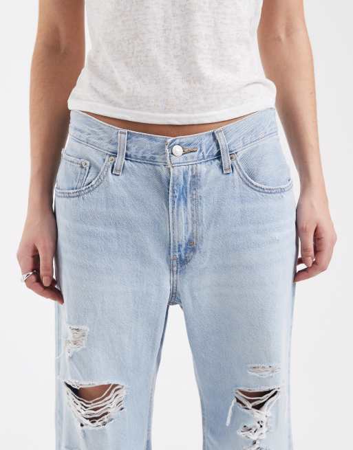 Levi's løse bootcut-jeans i denim med huller i lyseblå, 5 af 5