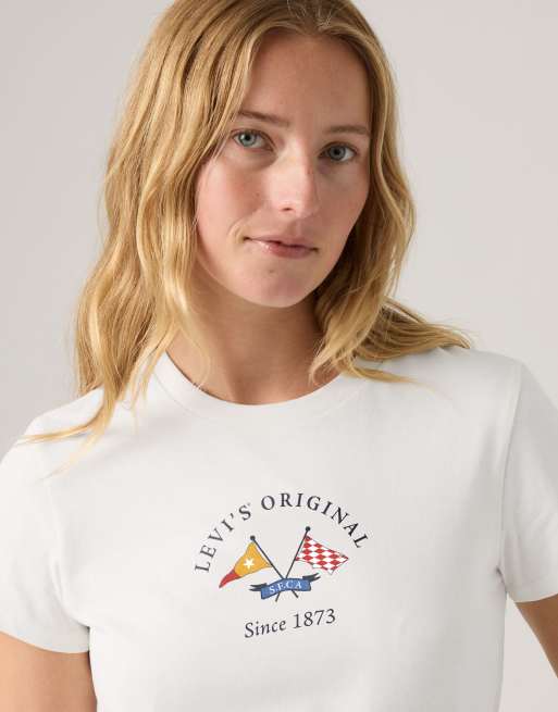 Levi's Lse the perfect tee ophelia floral bw fi in white, 3 of 4