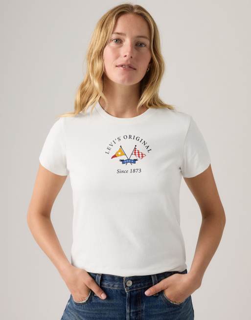Levi's Lse the perfect tee ophelia floral bw fi in white, 4 of 4