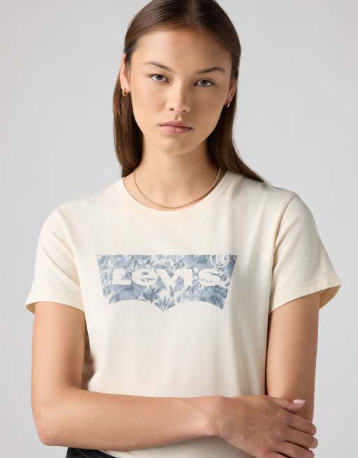 Levi's Lse the perfect tee ophelia floral bw fi in white, 3 of 4