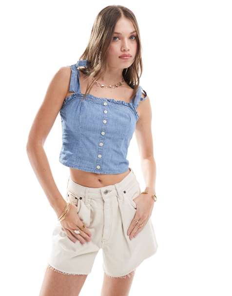 Levi's – Luciana – Mellanblå blus i denimliknande chambray - view 1