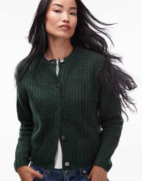 Levi's - Luna - Grøn cardigan med knapper i imiteret muslingeskal - view 1